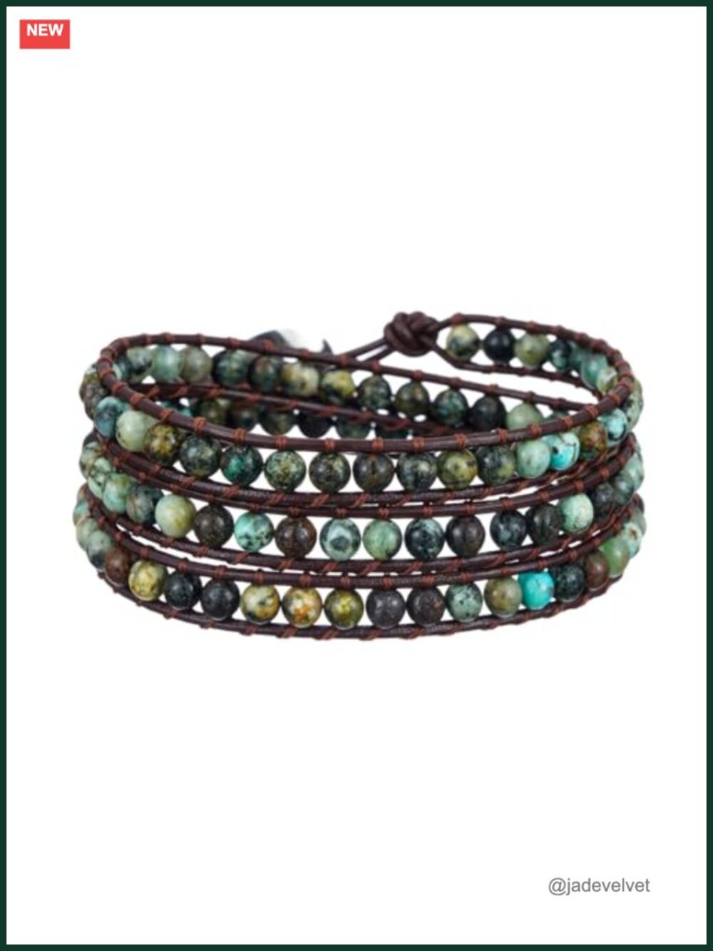 Natural Stone Bead Wrap Bracelet Boho Handmade Leather